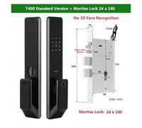 YVAAASIYC T400 Blocco avanzato completamente automatico BLE Riconoscimento facciale 3D Serratura intelligente elettronica con impronta digitale(Standard Version)
