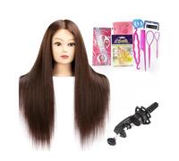 YVAAASIYC Testa di manichino con capelli umani veri al 85% for la formazione dei , lo styling professionale for parrucchieri, cosmetologia, acconciature(Beige)