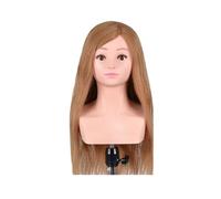YVAAASIYC Testa di manichino da allenamento con parrucca e spalla 24'' 80% capelli veri, acconciature for parrucchieri, testa trecce(100Real Hair Gol)
