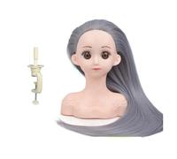YVAAASIYC Testa di manichino for bambini con capelli biondi in fibra ad alta temperatura, for acconciature trecce, for parrucchieri(GRAY)
