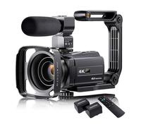 YVAAASIYC Videocamera 4K con microfono, 48 MP, zoom 16X, touch screen da 3,0", visione notturna a infrarossi, telecamere for vlog Wi-Fi, Web(Black)