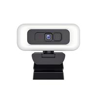 YVAAASIYC Webcam 4K UHD con messa a fuoco automatica, luce ad anello a 3 livelli, protezione for la privacy, rotazione a 360°, treppiede e riproduzione for streaming videochiamate(2K)