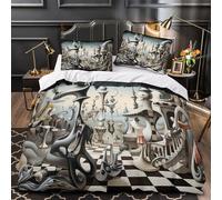 YVASPQRTW Architettura surreale 3D Stampa Coperta Letto 3pz Microfibra Resistente Astratto onirico Coperteletto 2 federe Facile Cura Arredo Famiglia Single（140x200cm）