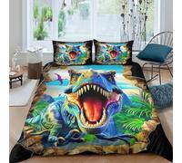 YVASPQRTW Biancheria Da Letto 3D Motivo A Forma Dinosaur Kingdom, Microfibra Di Poliestere Con Cerniera, Per Ragazzi E Ragazze, Camera Lusso Decorazione (T-Rex -Double(200x200cm))