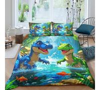 YVASPQRTW Biancheria Da Letto 3D Motivo A Forma Dinosaur Kingdom, Microfibra Di Poliestere Con Chiusura E Federa Per Ragazze, Adulti, Camera Lusso Decorazione (T-Rex -Double(200x200cm))