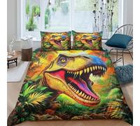 YVASPQRTW Biancheria Da Letto 3D Motivo A Forma Dinosaur Kingdom, Morbida Microfibra Con Cerniera, Per Adulti E Bambini, Camera Lusso Decorazione (T-Rex -Double(200x200cm))