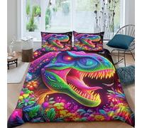 YVASPQRTW Biancheria Letto 3D Motivo A Forma Dinosaur Kingdom, Morbida Microfibra Con Cerniera, Per Ragazze, Adulti, Facile Da Pulire (T-Rex -Double(200x200cm))