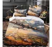 YVASPQRTW bombardiere della seconda guerra mondiale 3D Stampa Coperteletto 3pz Microfibra Resistente aviazione da guerra Coperta Letto 2 federe Leggera Ragazzi Ragazze Single（140x200cm）