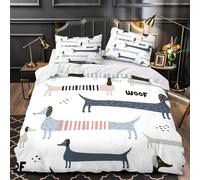 YVASPQRTW Cani bassotti 3D Stampa Coperta Letto 3pz Microfibra Resistente Modello di animali dei cartoni animati Coperteletto 2 federe Zip nascosta Arredo Camera Adolescenti King（220x240cm）