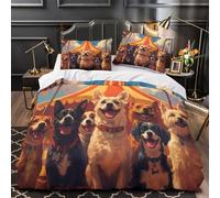 YVASPQRTW Cani da circo gioiosi 3D Stampa Coperta Letto 3pz Microfibra Antimacchia Coperteletto 2 federe Resistente Sbiadimento Adulti Coppie Single (135x200cm)