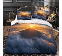 YVASPQRTW cima della montagna 3D Stampa Coperteletto 3pz Microfibra Resistente Scena del paesaggio all'alba Coperta Letto 2 federe Ipollergenica Coppie Famiglia King（220x240cm）