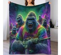 YVASPQRTW Gorilla Guerrilla Force Coperta Stampa 3D in Flanella, Telo Copridivano Spesso E Caldo Tema Jungle Military Action Adventure Scene Per Casa, 40x50inch(100x130cm)