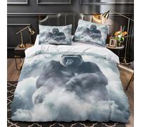 YVASPQRTW Gorilla tra le nuvole 3D Stampa Coperta Letto 3pz Microfibra Zip nascosta fauna selvatica fantastica Coperteletto 2 federe Leggera Ragazzi Bambini King（220x240cm）