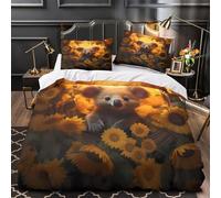 YVASPQRTW Koala carino 3D Stampa Coperta Letto 3pz Microfibra Resistente Capriccio della natura Coperteletto 2 federe Facile Cura Coppie Famiglia Single（140x200cm）