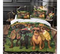 YVASPQRTW Moda bassotto 3D Stampa Coperteletto 3pz Microfibra Resistente completo vintage per cani Coperta Letto 2 federe Antimacchia Arredo Camera Adolescenti King（220x240cm）