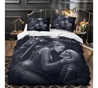 YVASPQRTW Motociclista donna 3D Stampa Coperteletto 3pz Microfibra Resistente tatuaggio gotico Coperta Letto 2 federe Resistente Arredo Camera Bambini Single（140x200cm）