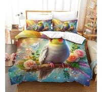 YVASPQRTW Parure Letto Stampato Parrot 3D Per Bambini Ragazzi Flower Parrot Habitat Pattern Microfibra Morbida E Leggera Chiusura A Zip Facile Cura Super King(260x220cm)
