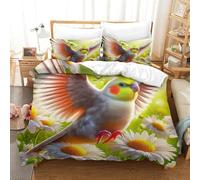 YVASPQRTW Parure Letto Stampato Parrot 3D Per Ragazzi E Ragazze Flower Parrot Habitat Pattern Microfibra Chiusura A Zip Facile Cura Super King(260x220cm)