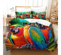 YVASPQRTW Parure Letto Stampato Parrot 3D Per Ragazzi E Ragazze Flower Parrot Habitat Pattern Microfibra Di Poliestere Chiusura A Zip Facile Cura Super King(260x220cm)