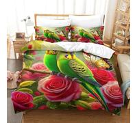 YVASPQRTW Parure Letto Stampato Parrot 3D Per Ragazzi Ragazze Flower Parrot Habitat Pattern Microfibra Morbida E Leggera Chiusura A Zip Facile Cura Super King(260x220cm)