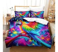 YVASPQRTW Parure Letto Stampato Parrot 3D Per Ragazzi Ragazze Flower Parrot Habitat Pattern,microfibra Morbida E Confortevole Chiusura A Zip Facile Cura Super King(260x220cm)