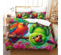 YVASPQRTW Parure Stampato Parrot 3D Ragazzi E Ragazze Flower Parrot Habitat Pattern Microfibra Di Poliestere Chiusura A Zip Decorazione Per La Camera Da Letto Super King(260x220cm)