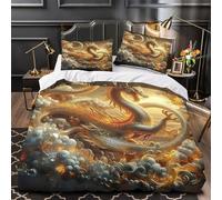 YVASPQRTW Set Di Biancheria Da Letto Colorful Dragon, Microfibra, Con Cerniera, Per Adulti E Bambini， Camera Lusso Decorazione (Mythical Creature -Super King（260x220cm）)