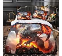 YVASPQRTW Set Di Biancheria Da Letto Colorful Dragon, Microfibra, Con Cerniera, Per Adulti E Bambini， Facile Da Pulire (Mythical Creature -Super King（260x220cm）)