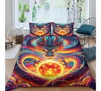 YVASPQRTW Set Di Biancheria Da Letto Colorful Dragon, Microfibra, Con Cerniera, Per Ragazzi E Ragazze， Camera Lusso Decorazione (Mythical Creature -King（220x240cm）)