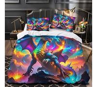YVASPQRTW Set Di Biancheria Da Letto Colorful Dragon, Microfibra, O Lenzuolo Con Cerniera Per Ragazze, Adulti, Camera Lusso Decorazione (Mythical Creature -Super King（260x220cm）)