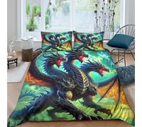 YVASPQRTW Set Di Biancheria Da Letto Colorful Dragon, Microfibra, O Lenzuolo Con Cerniera Per Ragazzi E Ragazze， Decorazione Camera (Mythical Creature -King（220x240cm）)