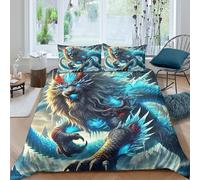 YVASPQRTW Set Di Biancheria Da Letto Colorful Dragon, Morbida Microfibra Con Chiusura E Federa Per Coppia Adulti， Facile Da Pulire (Mythical Creature -King（220x240cm）)