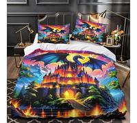 YVASPQRTW Set Di Biancheria Da Letto Colorful Dragon, Morbida Microfibra Con Chiusura E Federa Per Ragazze, Adulti, Decorazione Camera (Mythical Creature -Super King（260x220cm）)
