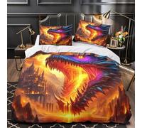 YVASPQRTW Set Di Biancheria Da Letto Colorful Dragon, Morbida Microfibra Con Chiusura Federa Per Ragazzi E Ragazze， Facile Da Pulire (Mythical Creature -Super King（260x220cm）)