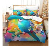 YVASPQRTW Set Di Biancheria Parrot 3D Ragazze, Adulti Flower Parrot Habitat Pattern Microfibra Chiusura A Zip Decorazione Per La Camera Da Letto Super King(260x220cm)