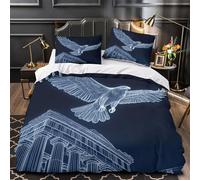 YVASPQRTW Volo dell'aquila 3D Stampa Coperta Letto 3pz Microfibra Antimacchia wireframe digitale Coperteletto 2 federe Resistente Sbiadimento Adulti Coppie Single (135x200cm)
