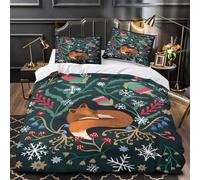 YVASPQRTW Volpe che dorme 3D Stampa Coperta Letto 3pz Microfibra Antimacchia Gente d'inverno Coperteletto 2 federe Resistente Arredo Camera Adulti Single（140x200cm）