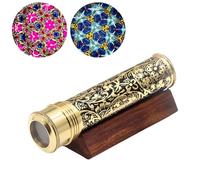 YVCrafts Caleidoscopio in ottone fatto a mano per adulti e bambini, esplorare colori infiniti con perline in vetro lavorato a lume con espositore in legno e camera per oggetti secchi, un regalo unico