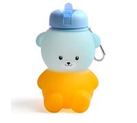 YverLand Borraccia per bambini con design a forma di orso, senza BPA e antigoccia. Mensa riutilizzabile per ragazzi e ragazze per la scuola. Regalo per la festa di compleanno (blu e arancione)