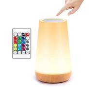 YverLand Lampada da Comodino, Luce Notturna Bambini LED, Abat Jour da Comodino con 13 Colori RGB, Luminosità Regolabile, 3 Modi d’Illuminazione, Touch y Telecomando, Batteria Ricaricabile (Conica 1)