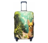 YVNKHKU Copertura elastica per valigia con chihuahua nelle foreste tropicali, durevole, antigraffio, adatta per bagagli da 45,7 a 81,7 cm, facile da lavare e da viaggio, nero, Small