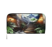 YVNKHKU Portafoglio con fermasoldi elegante per uomo e donna, in pelle PU, scomparti multipli, ideale per contanti e carte The Earth on the Scale, nero, Taglia unica