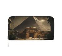 YVNKHKU Portafoglio con fermasoldi elegante per uomo e donna, in pelle PU, scomparti multipli, ideale per contanti e carte La piramide del mondo perduto, nero, Taglia unica