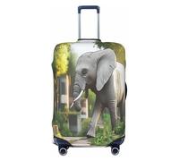 YVNKHKU The Elephant in Utopia - Copertura elastica per valigia, durevole, antigraffio, adatta per bagagli da 45,7 a 81,7 cm, facile da lavare e da viaggio, nero, X-Large