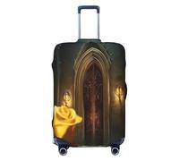 YVNKHKU The Rose in the Fairy Tale World, copertura elastica per valigia, durevole, antigraffio, adatta per bagagli da 45,7 a 81,7 cm, facile da lavare e da viaggio, nero, Large
