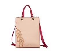 YVONNE ELLEN - Mini borsa tote strutturata, elegante borsa con cinghie regolabili per il trasporto a tracolla o maniglia superiore, Decalcomania vintage rosa con ghepardo