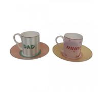 Yvonne Ellen set 2 tazze da caffè Mum Dad con piattino A22022A4