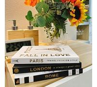 YVPSI 3 libri decorativi alla moda, con copertina rigida, moderni libri decorativi impilati, decorazioni per la casa, libreria, tavolino da caffè, mensole per soggiorno (Roma/Parigi/Londra)