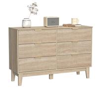 Yvsevnr Cassettiera 6 cassetti Camera da Letto 120 cm Comò Camera da Letto Moderno Legno Cassettiere, Protezione Antiribaltamento, Maniglie in Metallo, per Ingresso, Soggiorno, Cameretta e Corridoio