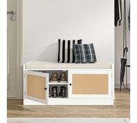 Yvsevnr Scarpiera Panca, Scarpiera da Ingresso Cassapanca Portascarpe con Cuscino, Rattan Panca Porta Scarpe, ideale per Ingresso, Bagno, Soggiorno e Corridoio, Bianco,101x40x46 cm